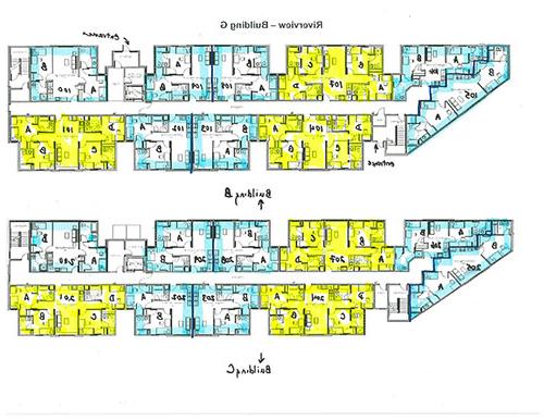 Riverview公寓G栋的平面图.